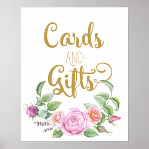 Póster tarjetas y regalos floral boda rosa rosa rosa seña