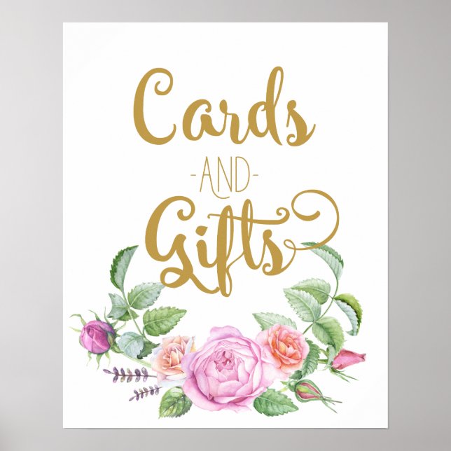 Póster tarjetas y regalos floral boda rosa rosa rosa seña (Frente)
