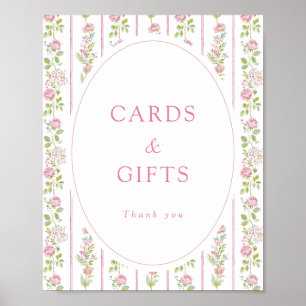 Póster Tarjetas y regalos floral rosa Grandmillennial