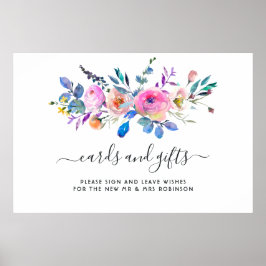 Póster Tarjetas y regalos florales de acuarela rosa calie