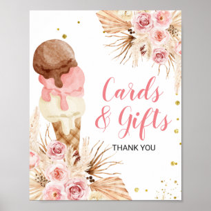 Póster Tarjetas y regalos florales de helado de hierba de