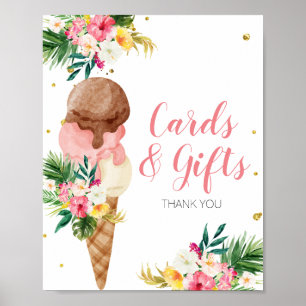 Póster Tarjetas y regalos florales de helado tropical