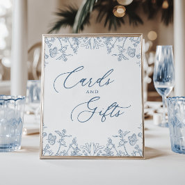 Póster Tarjetas y regalos florales de la serie azul de Ch