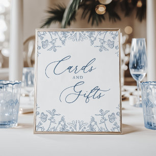 Póster Tarjetas y regalos florales de la serie azul de Ch