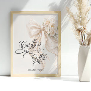 Póster Tarjetas y regalos florales de lazo elegante