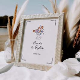 Póster Tarjetas y regalos florales dibujados a mano