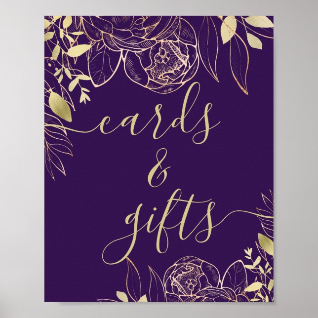 Póster Tarjetas y regalos florales modernos Royal Purple  (Frente)