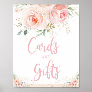 Póster Tarjetas y regalos florales rosados Chic Blush en 