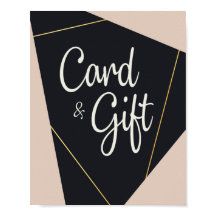 Tarjetas y regalos geométricos rosa en negro y oro