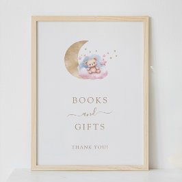 Póster Tarjetas y regalos Gold Moon Stars Baby Shower Rót