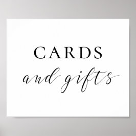 Póster Tarjetas y regalos. Letrero de boda en blanco y ne