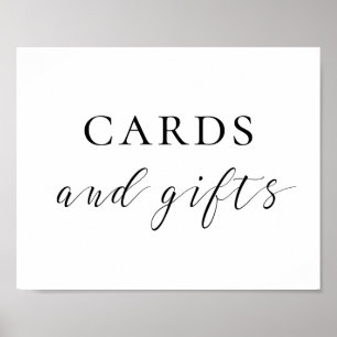 Póster Tarjetas y regalos. Letrero de boda en blanco y ne