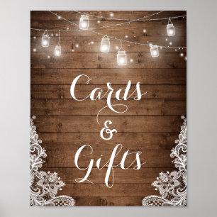 Póster Tarjetas y regalos   Luces de cuerda de madera rús