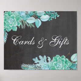 Póster Tarjetas y regalos. Mint suculento. Boda de Chalkb