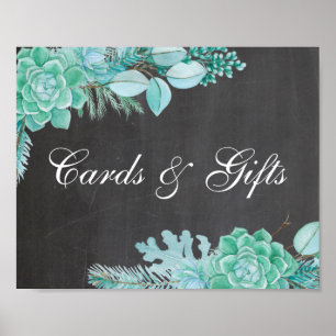 Póster Tarjetas y regalos. Mint suculento. Boda de Chalkb