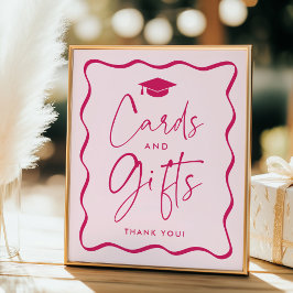 Póster Tarjetas y regalos modernos de graduación con onda