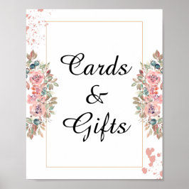 Póster Tarjetas y regalos modernos rosa boda floral de or