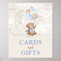 Tarjetas y regalos Moon Teddy Bear Globos Blue Bro