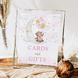 Póster Tarjetas y regalos Moon Teddy Oso Globos de Oro Ro