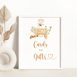 Póster Tarjetas y regalos móviles del oso infantil Boho