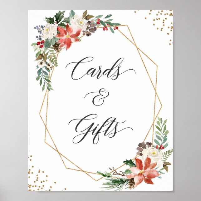 Póster Tarjetas y regalos Navidades de Rótulo Poinsettia  (Frente)