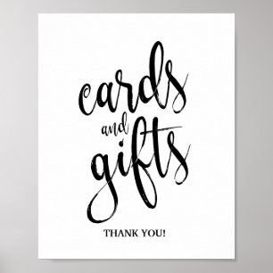 Póster Tarjetas y Regalos Negro y Blanco Letrero de Boda