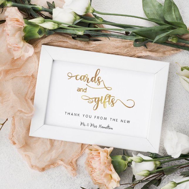 Póster Tarjetas y regalos oro 8x10 Rótulo Boda moderno (Subido por el creador)