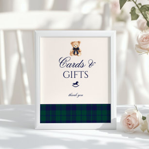Póster Tarjetas y regalos Oso de peluche a cuadros elegan