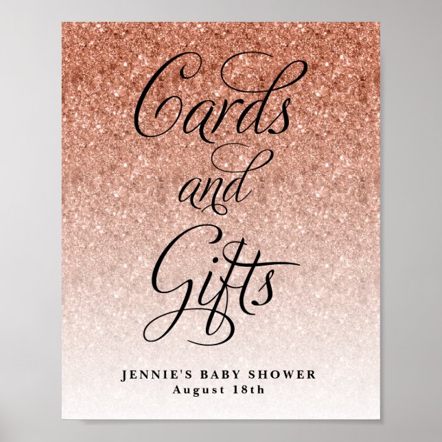 Póster Tarjetas y regalos, pantalla Rosa Purpurina Gold (Frente)