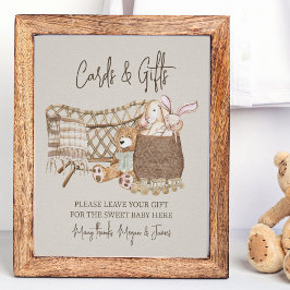 Póster Tarjetas y regalos para baby shower con tema de gu