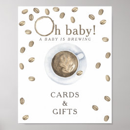 Póster Tarjetas y regalos para baby shower de café