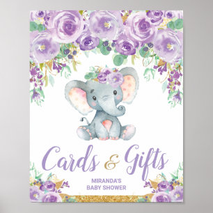 Póster Tarjetas y regalos para baby shower de elefante fl