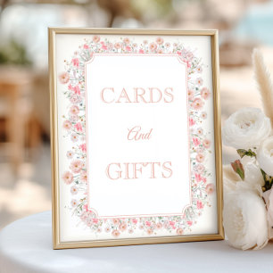 Póster Tarjetas y regalos para baby shower de flores silv