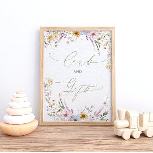 Póster Tarjetas y regalos para baby shower de flores silv