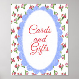 Póster Tarjetas y regalos para baby shower de flores vint