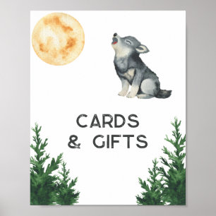 Póster Tarjetas y regalos para baby shower de lobo