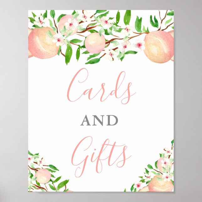 Póster Tarjetas y regalos para baby shower de melocotones (Frente)