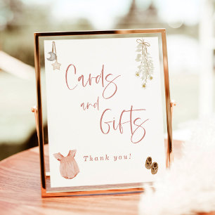 Póster Tarjetas y regalos para baby shower de niña boho