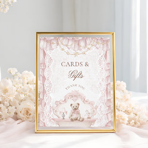 Póster Tarjetas y regalos para baby shower de osito de pe