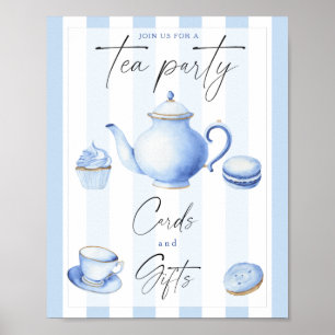 Póster Tarjetas y regalos para baby shower de té azul