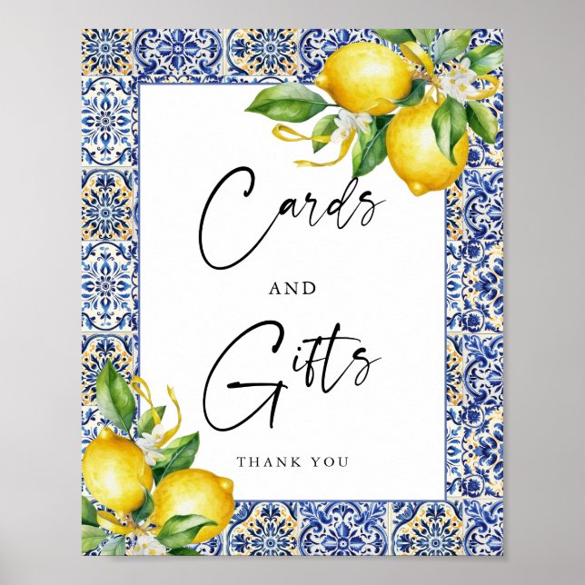 Póster Tarjetas y regalos para fiesta de novia de limones (Frente)