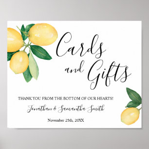Póster Tarjetas y regalos para recepción de boda de ducha