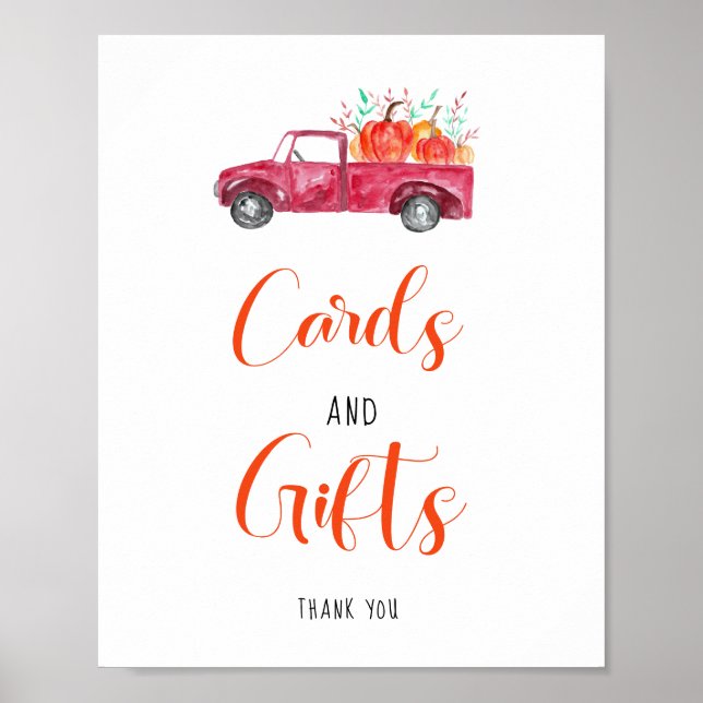 Póster Tarjetas y regalos Pequeña Calabaza Baby Shower Ca (Frente)