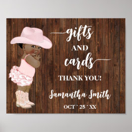 Póster Tarjetas y regalos Pequeña Cowgirl Rótulo de Baby