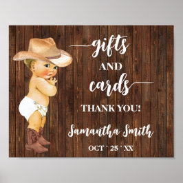 Póster Tarjetas y regalos Pequeño Cowboy Baby Shower Rótu