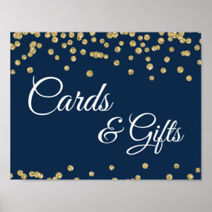 Póster Tarjetas y regalos Purpurina de burla de oro Confe