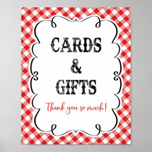 Póster Tarjetas y regalos Red Gingham I Do BBQ Picnic Pos