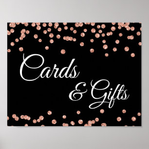 Póster Tarjetas y regalos Rosa Purpurina de oro Confetti