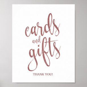 Póster Tarjetas y regalos Rosa Purpurina de oro Rótulo