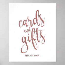 Póster Tarjetas y regalos Rosa Purpurina de oro Rótulo